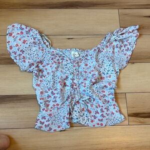 Japna Floral Off-Shoulder Blouse - Red and Blue